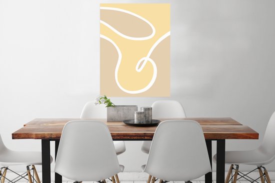 Affiche Abstrait - Formes - Jaune - Wit - 60x80 cm
