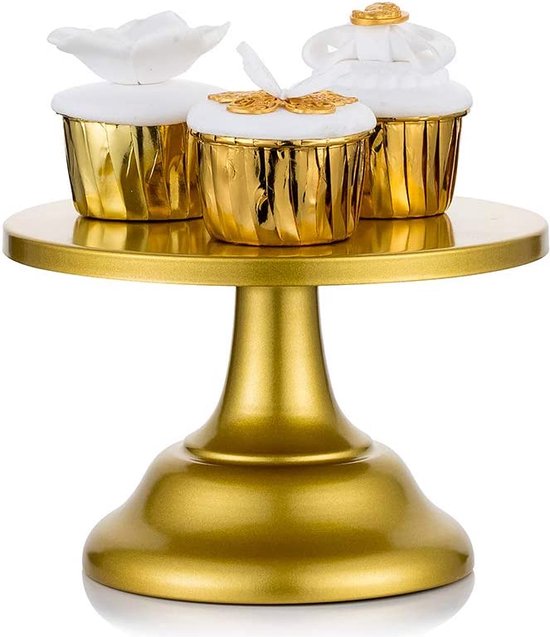 Support à gâteau doré pour dessert de mariage Cupcake 20 cm Support à gâteau  rond pour