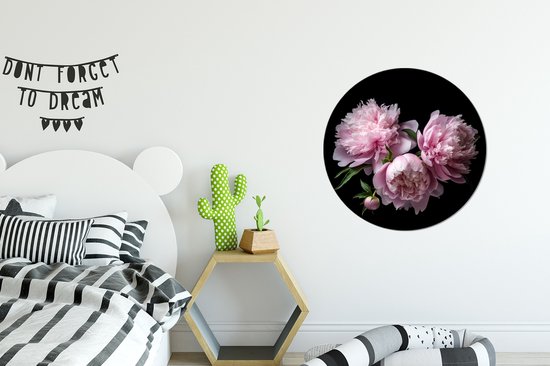WallCircle - Cercle Mural - Cercle Mural - Pivoine - Rose - Fleurs - Botanique - Nature - Aluminium - Dibond - 60x60 cm - Intérieur et Extérieur