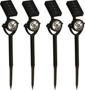 LuxForm Solar tuinlamp/spotlamp - 4x - zwart - LED Softtone effect - oplaadbaar - L8 x B5,5 x H35 cm