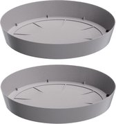 Prosperplast Opvangschaal/onderschaal voor bloempot/plantenpot - 2x - lichtgrijs - rond - Dia 19 cm