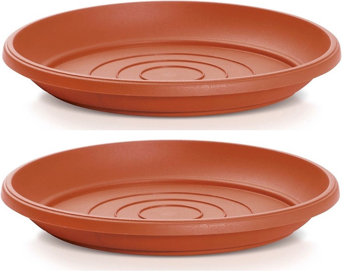 Prosperplast Opvangschaal/onderschaal voor bloempot/plantenpot - 3x - terracotta - rond - Dia 25 cm