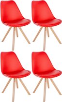 CLP Sofia Set van 4 Eetkamerstoelen - Zonder armleuning - Kunstleer - rood natura (vierkant)