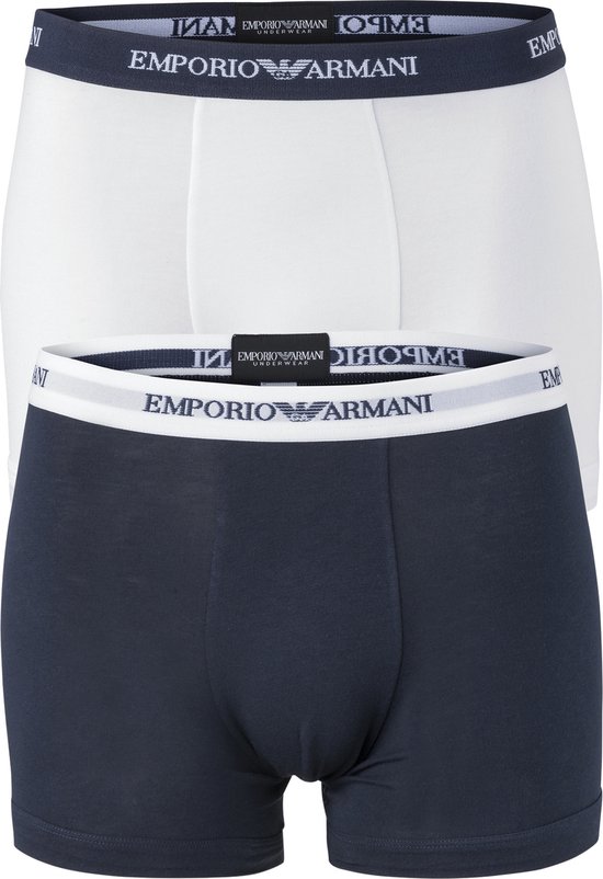 Emporio Armani - Basis 2-pack Boxershorts Wit / Blauw - M