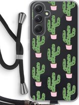 Case Company® - Hoesje met koord geschikt voor Samsung Galaxy A54 hoesje met Koord - Cactus Lover - Telefoonhoesje met Zwart Koord - Bescherming aan alle Kanten en Over de Schermrand