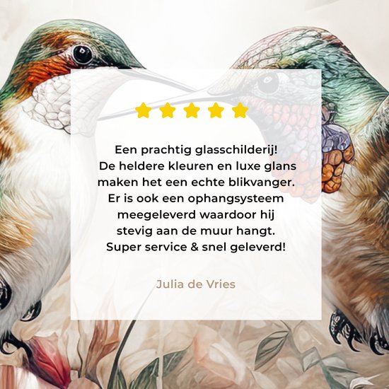 MuchoWow® Peinture sur verre 90x60 cm - Peinture sur verre - Colibri - Vogels - Fleurs - Nature - Photo sur verre acrylique - Peintures