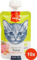 Wanpy Tasty Meat Paste Kat Tonijn Kip & Wortel - Voordeelpack 10 Stuks - Kattensnack