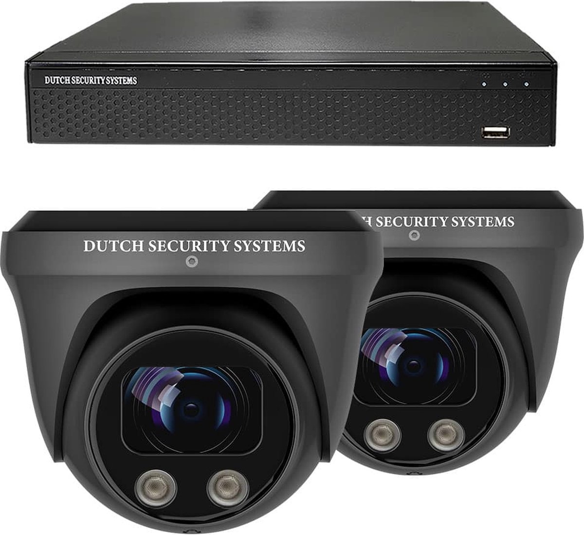 Draadloze Beveiligingscamera Set - 2x PRO Dome Camera - UltraHD 4K - Sony 8MP - Zwart - Buiten & Binnen - Met Nachtzicht - Incl. Recorder & App
