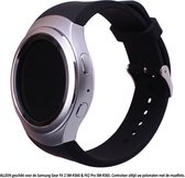 Zwart sporthorlogebandje geschikt voor Samsung Gear S2 SM-R720 – Maat: zie maatfoto - horlogeband - polsband - strap - siliconen - rubber - black