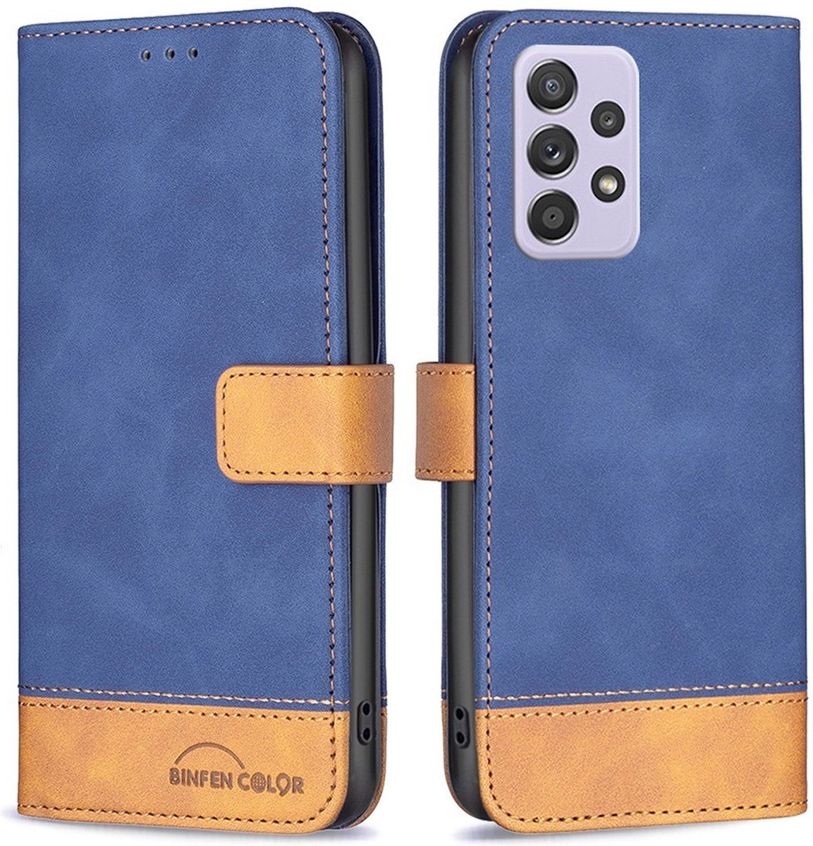 BINFEN Color Book Case - Geschikt voor Samsung Galaxy A52 / A52s Hoesje - Blauw