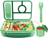 Boîte à lunch pour enfants avec compartiments, Bento Box pour enfants, boîte à lunch pour adultes, 1300 ml, boîte à lunch avec 5 compartiments et récipients à sauce, passe au micro-ondes et au lave-vaisselle, sans BPA et réutilisable (vert)