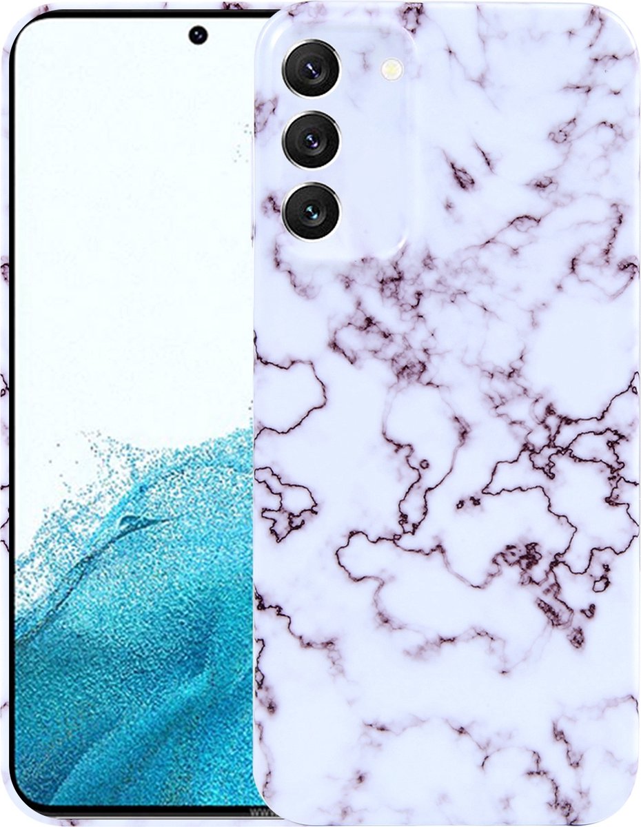 MarbleShield - De ultieme marmeren TPU beschermhoes voor uw Galaxy S22 5G Wit / Rood