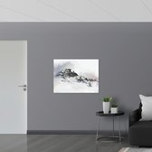 Poster Glanzend – Sneeuw - Bergen - Wolken - Wit - 100x75 cm Foto op Posterpapier met Glanzende Afwerking