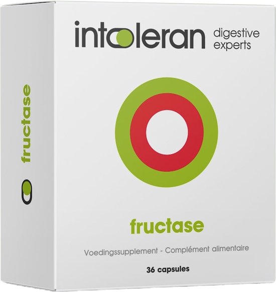 Foto: Intoleran fructase spijsverteringsenzymen 36 capsules voedingssupplement met enzym xylose isomerase fructose directe werking puur en vegan low fodmap