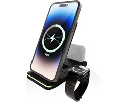3 in 1 Foldable Wireless Charger geschikt voor Apple iPhone / Apple Watch / AirPods - Oplader draadloos - iPhone Oplader met kabel - USB A naar USB C - Opvouwbaar Docking station - Vouwbaar Oplaadstation - GSM lader Qi station