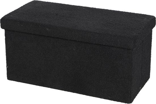 Urban Living Pouf Square BOX - hocker - boîte de rangement - noir - polyester/mdf - 76 x 38 x 38 cm - pliable - Modèle Extra large/2 places