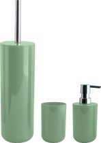 MSV Badkameraccessoire Moods - toiletborstel in houder - beker - zeeppompje - groen - kunststof