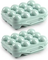 Plasticforte Boîte à œufs - 2x - porte-œufs organisateur de koelkast - 12 œufs - vert menthe - plastique - 20 x 19 cm