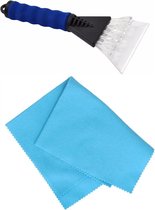 Vitres de voiture Grattoir à glace soft grip bleu 25 cm avec chiffon anti-buée - Pour déglacer à l'extérieur et à l'intérieur