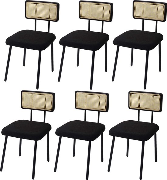 buybyroom Eetkamerstoel, set van 2, eetkamerstoelen met rugleuning, metalen poten, woonkamerstoel, kuipstoel, tuinstoelen, zwart