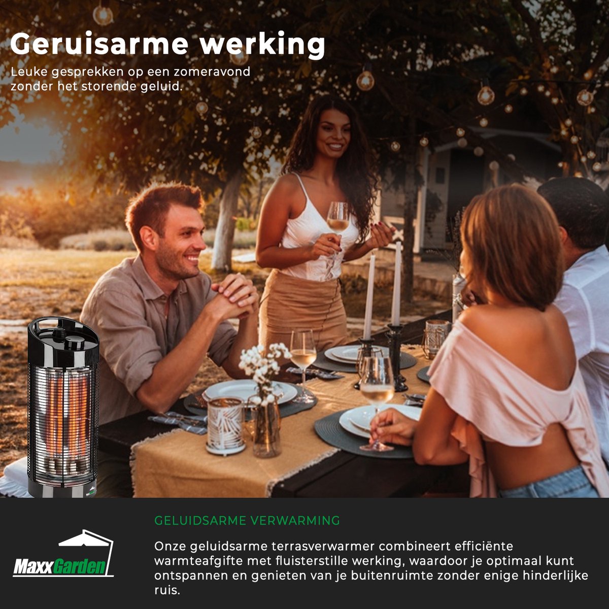 MaxxGarden Terrasverwarmer - Elektrische Terrasverwarming - Roterend - Tafelmodel - 1200W – foto 5
