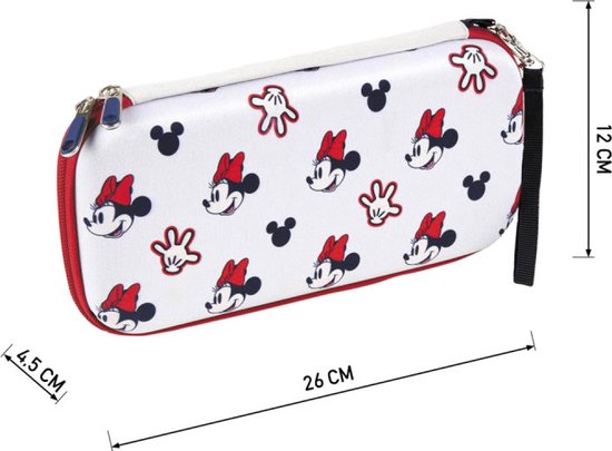 Nintendo Switch Opberghoes - Minnie Mouse - Lichtgrijs met Minnie Mouse Prent (12 x 4,5 x 26 cm)