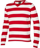 Pull de carnaval tricoté à rayures - Rouge / Wit - Taille L - Carnival - Déguisements femmes - Déguisements hommes - Apollo