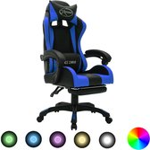 vidaXL - Racestoel - met - RGB - LED-verlichting - kunstleer - blauw - en - zwart