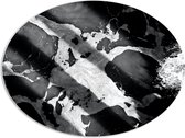 PVC Schuimplaat Ovaal - Zwart met Witte Mix van Kleuren - 108x81 cm Foto op Ovaal (Met Ophangsysteem)