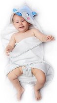 Babyhoedje voor meisjes en jongens - Fox Head Hood - Baby badjasje 100% Zacht organisch katoen, Oeko TEX-gecertificeerd, vrij van chemische producten - 70x70 cm Babyhanddoek, 0-12 Maanden - Blauw