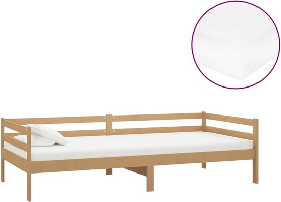 vidaXL Canapé-lit avec matelas Bois de pin massif Brun miel 90x200 cm