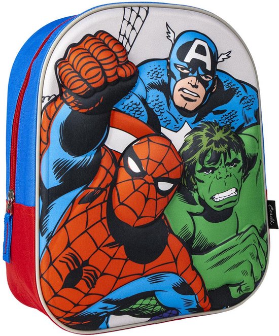 Sac à Dos Marvel Avengers 3D Hulk Spiderman Captain America - Hauteur 31cm