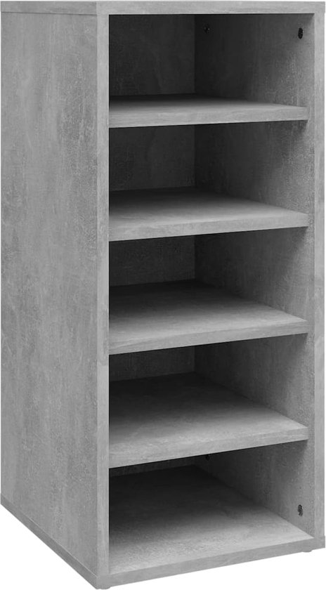 vidaXL - Schoenenkast - 31,5x35x70 - cm - bewerkt - hout - betongrijs