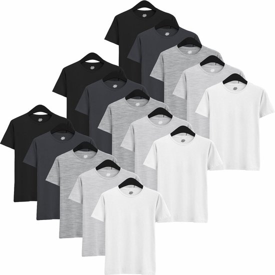 15 Pack T-Shirt Knaller Unisex Heren / Dames T-Shirt 100% biologisch katoen  Ronde hals... | bol.com