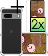 Hoes Geschikt voor Google Pixel 7A Hoesje Siliconen Cover Shock Proof Back Case Shockproof Hoes Met 2x Screenprotector - Transparant