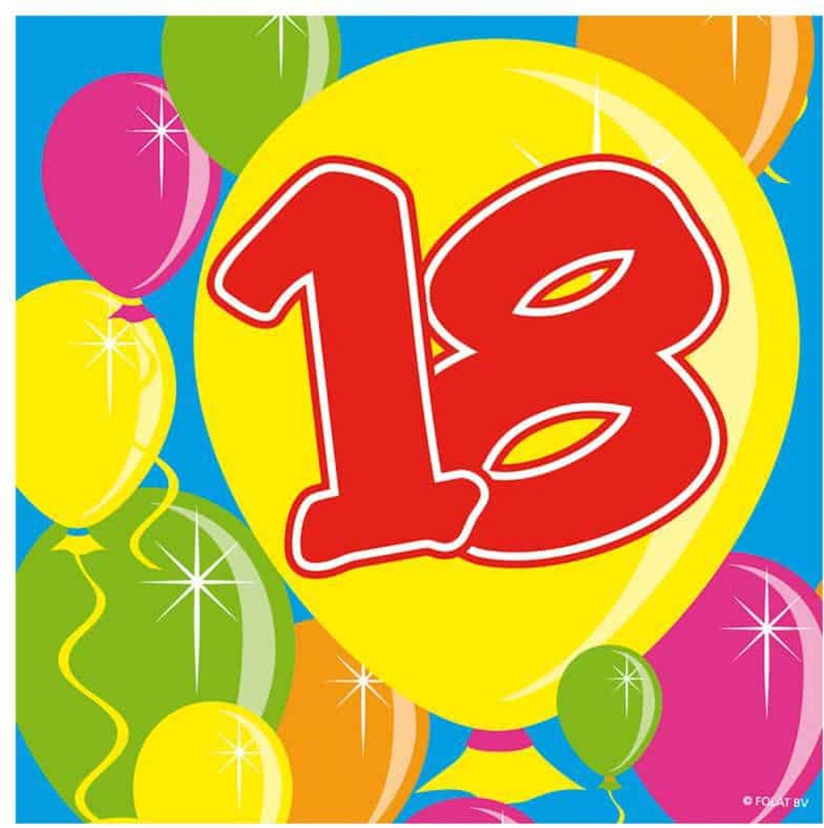 Folat - Servetten 18 jaar Ballonnen (20 stuks)