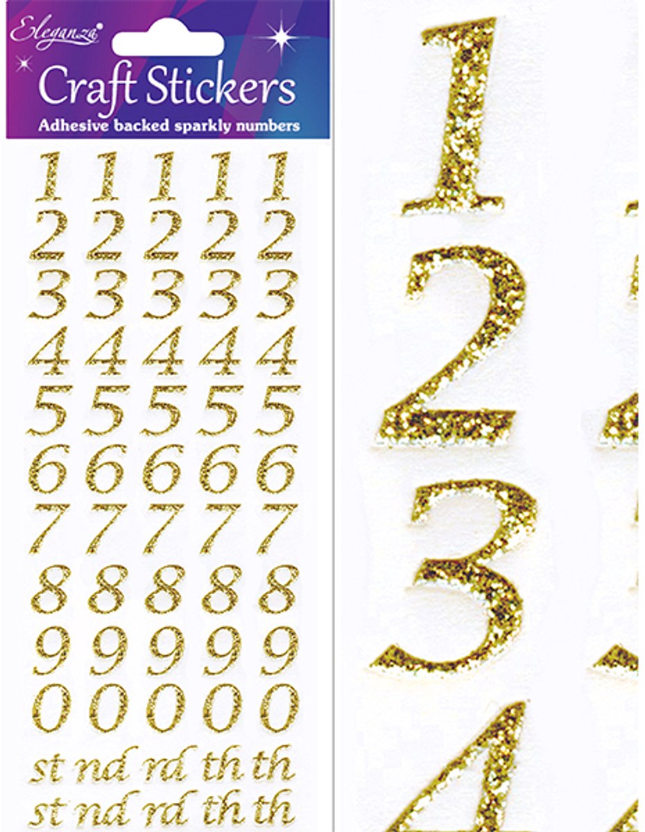 Oaktree - Stickers 0 tm 9 goud cursief cijfer (per vel)
