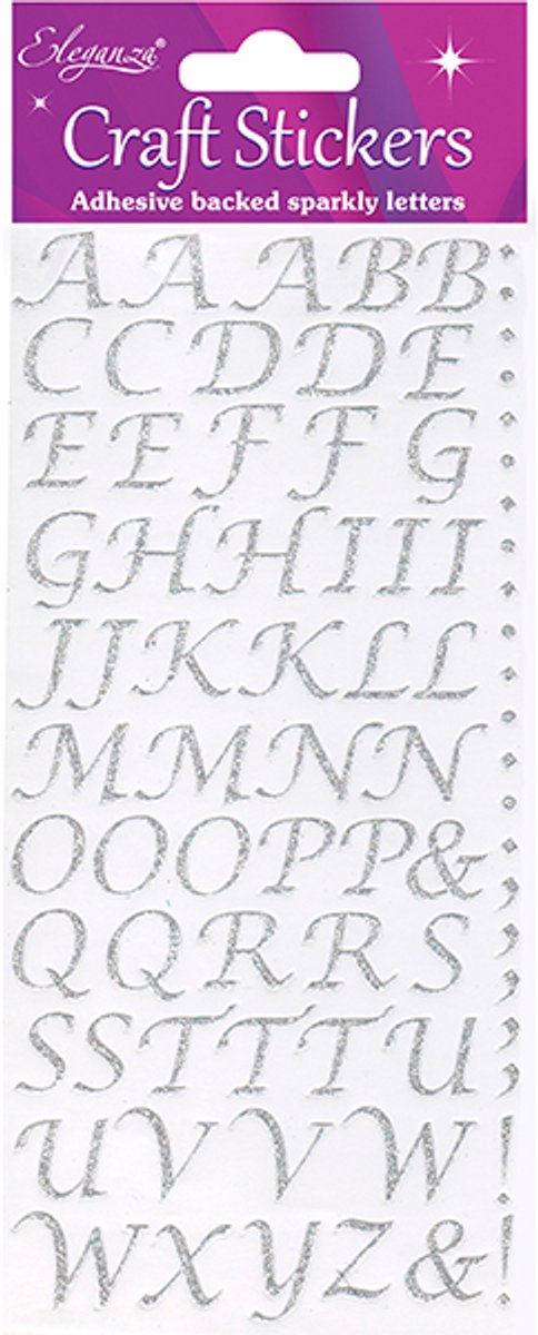 Oaktree - Stickers Alfabet zilver cursief letter (per vel)