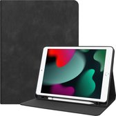 Hoesje Geschikt voor iPad 10.2 2020 Hoes Case Luxe Hoesje Hard Cover - Hoes Geschikt voor iPad 8 Hoesje Bookcase Met Uitsparing Geschikt voor Apple Pencil - Zwart