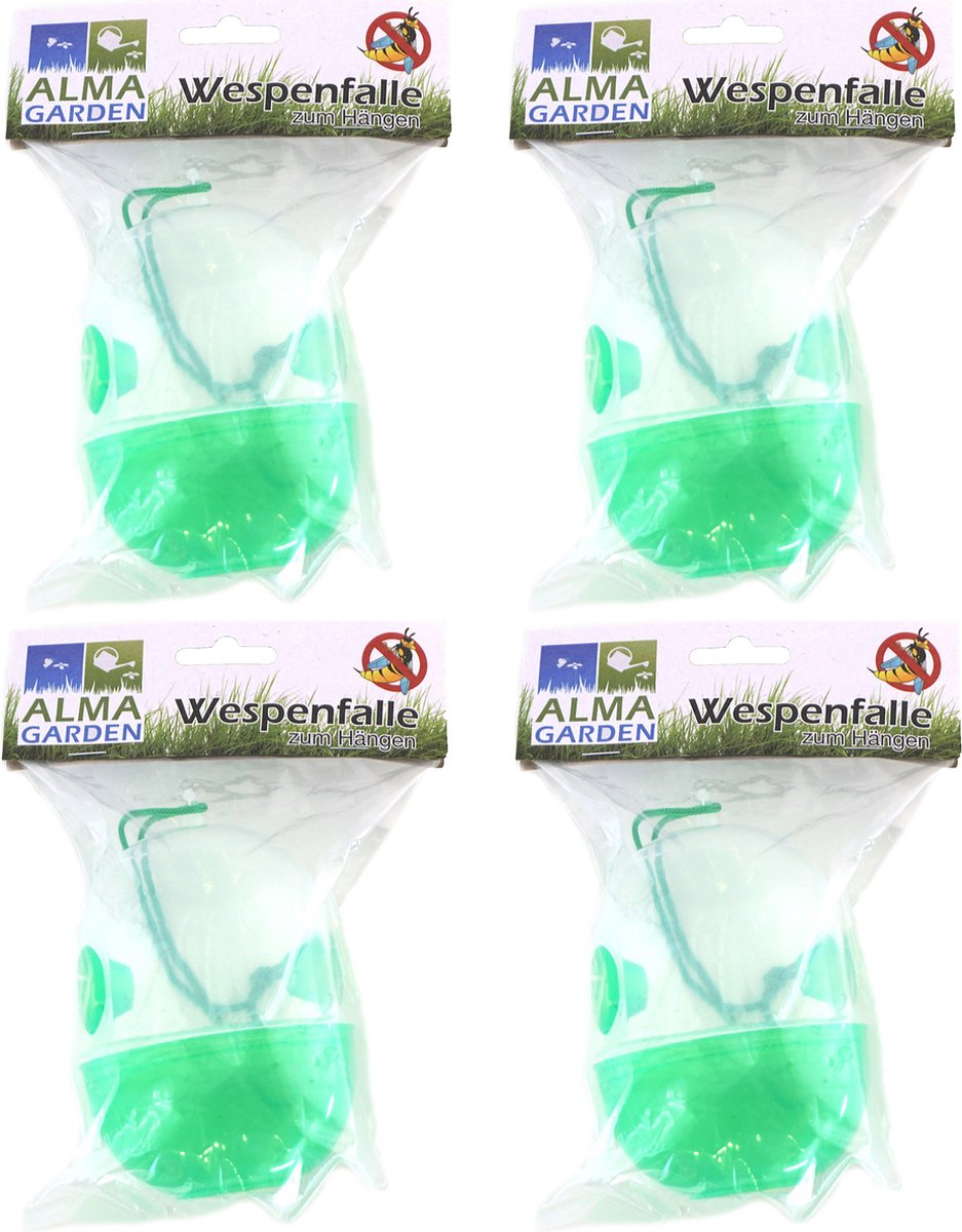 Alma Garden Wespenvanger/wespenval - 4x - kunststof - ophangbaar - 12 cm - insectenbestrijding