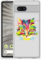 Mobiel Case Google Pixel 7A GSM Hoesje Doorzichtig Cat Color