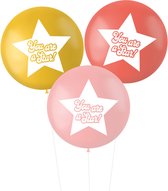 Folat - Ballonnen XL 'You Are A Star!' Roze/Rood 80 cm - 3 stuks