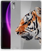 Hoes Lenovo Tab P11 Gen 2 Siliconen Cover Ontwerpen Tiger met transparant zijkanten