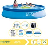 Intex Easy Set Zwembad - Opblaaszwembad - 396x84 cm - Inclusief Afdekzeil, Onderhoudspakket, Filter, Grondzeil, Onderhoudsset en Warmtepomp CP
