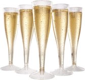 MATANA 120 Flûtes à champagne en plastique avec Glitter dorées et argentées pour mariages, anniversaires, Noël et fêtes, 133 ml - Elegant, robustes et réutilisables