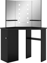 vidaXL - Hoekkaptafel - met - LED - 111x54x141,5 - cm - zwart
