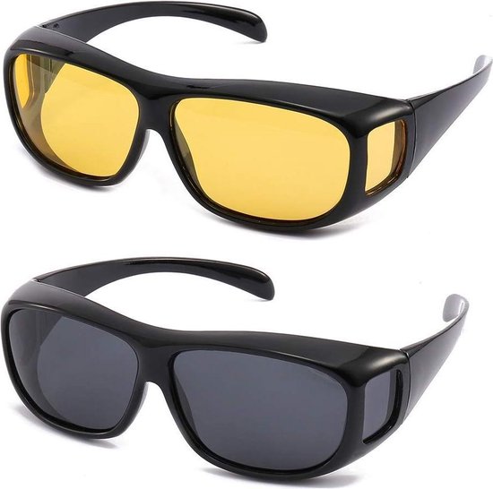 2-In-1 Zonnebril Met Overzet Autobril Set - Overzetbril Nachtbril  Sunglasses -... | bol.com