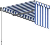 vidaXL - Luifel - automatisch - uittrekbaar - met - rolgordijn - 6x3 - m - blauw - wit