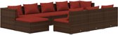 vidaXL - 10-delige - Loungeset - met - kussens - poly - rattan - bruin