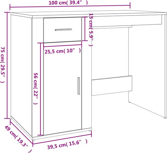 Bureau Avec Armoire Latérale Noir Bois D'ingénierie Vidaxl à Prix